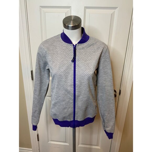 Adidas Gray & Purple Perforated Split Back Track Jacket, Size XS - Picture 1 of 6